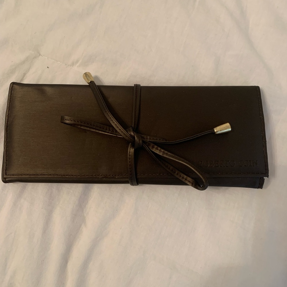 Roberto Coin Brown Fabric Jewelry Roll Pouch